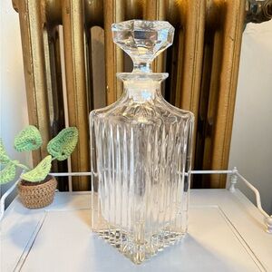 Square modern geometric cut glass decanter